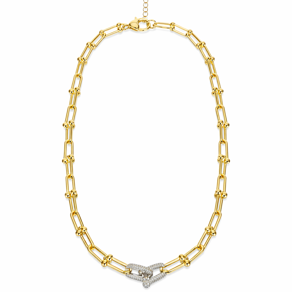 Gold-Tone The Gilded Pave Interlock Necklace