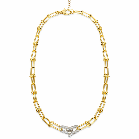 Gold-Tone The Gilded Pave Interlock Necklace