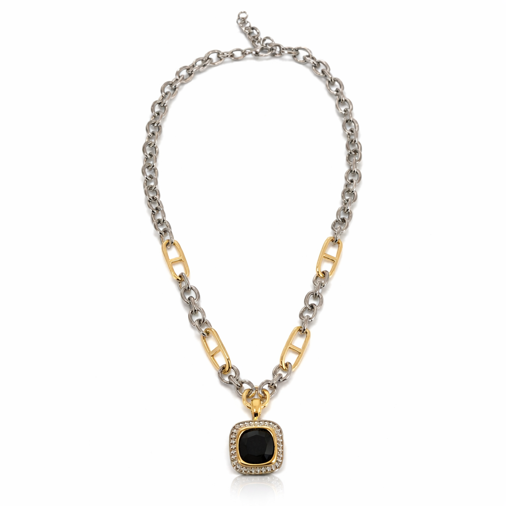 Silver-Tone The Midnight Halo Bar Necklace
