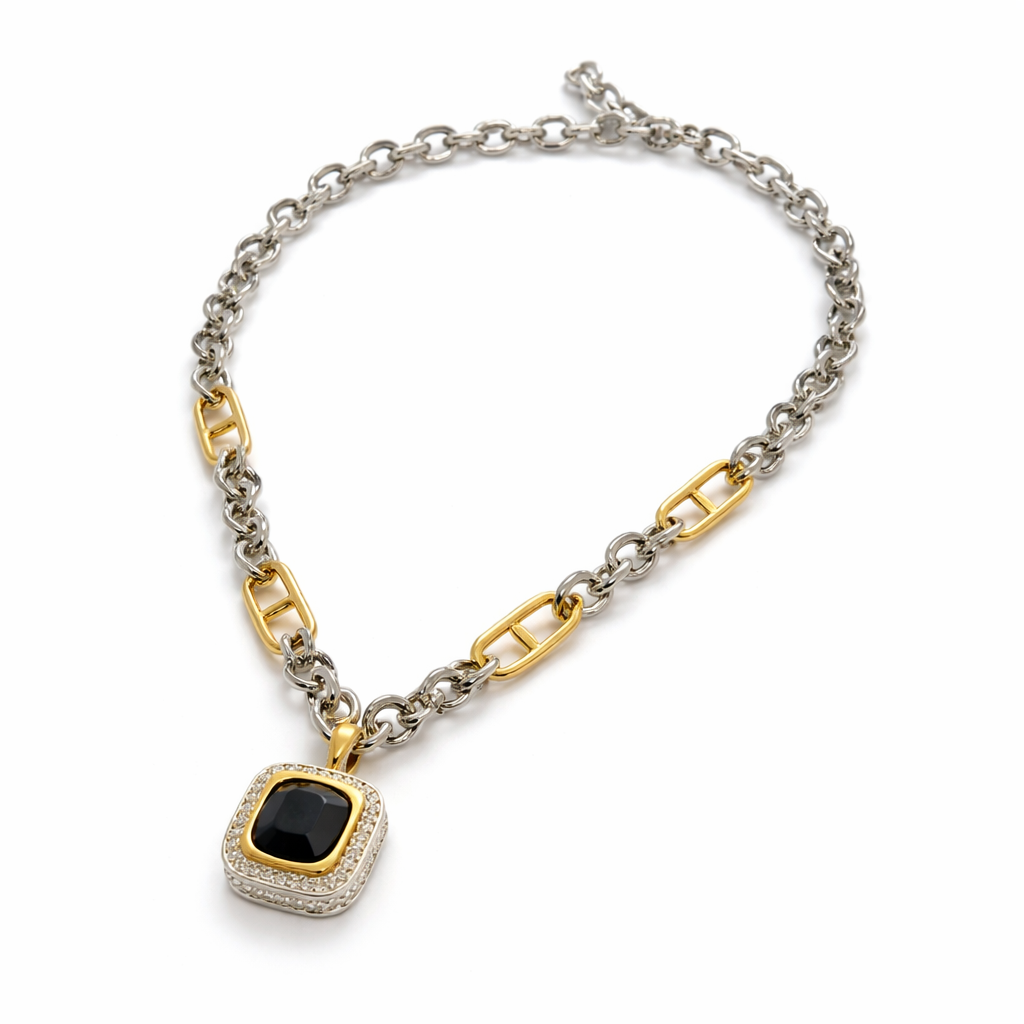 Silver-Tone The Midnight Halo Bar Necklace