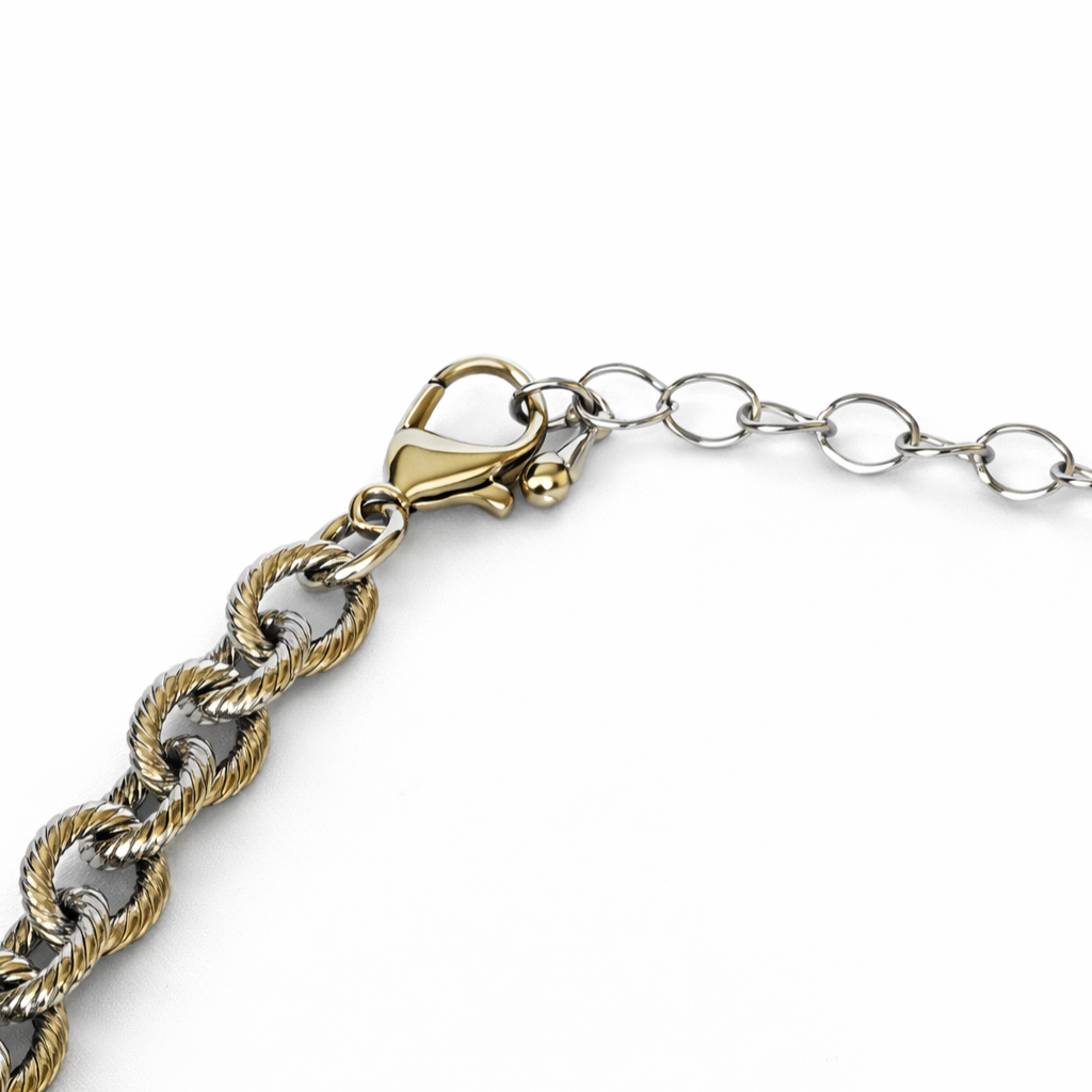 Two-Tone Artisan Cube Link Necklace