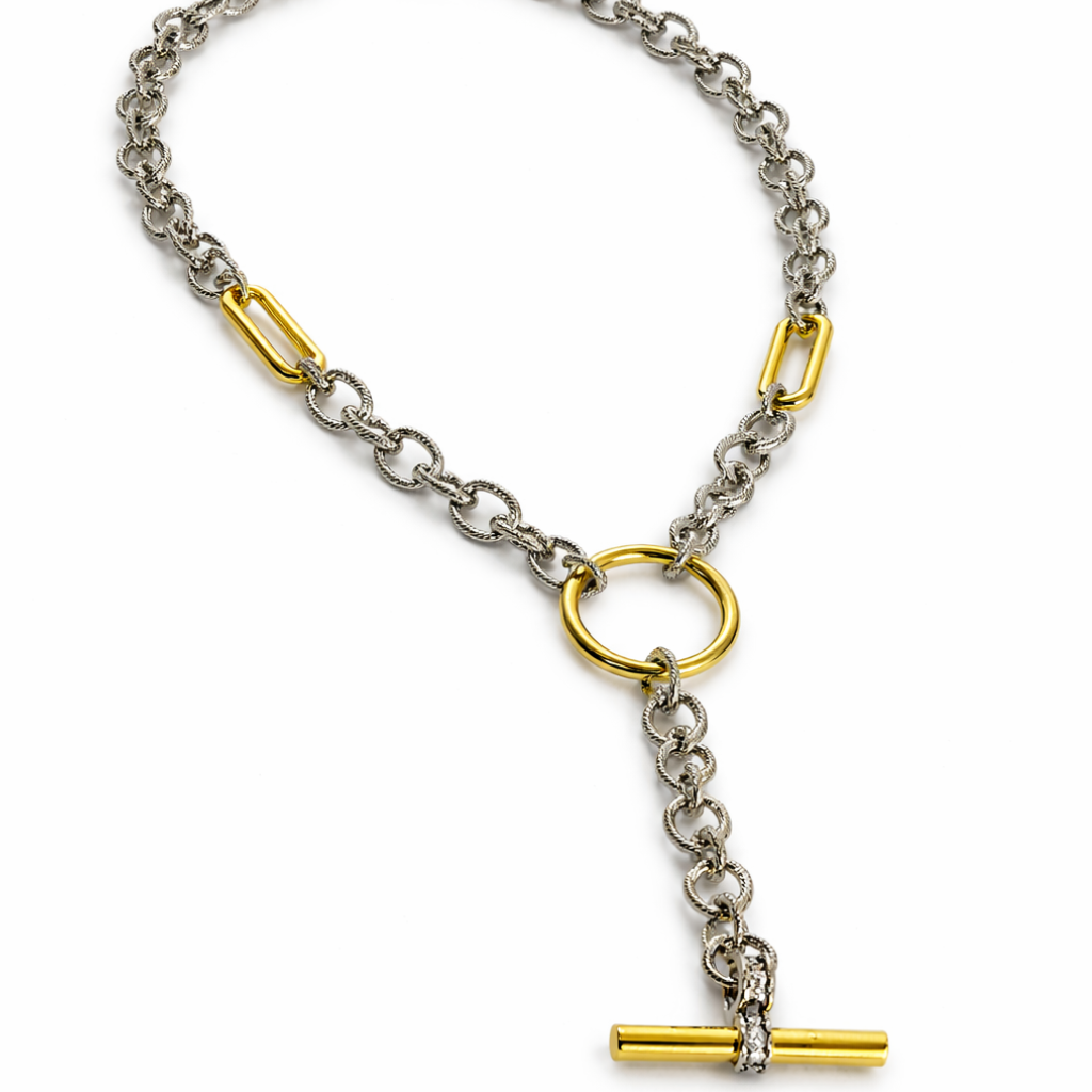 Silver-Tone Junction Toggle Drop Necklace