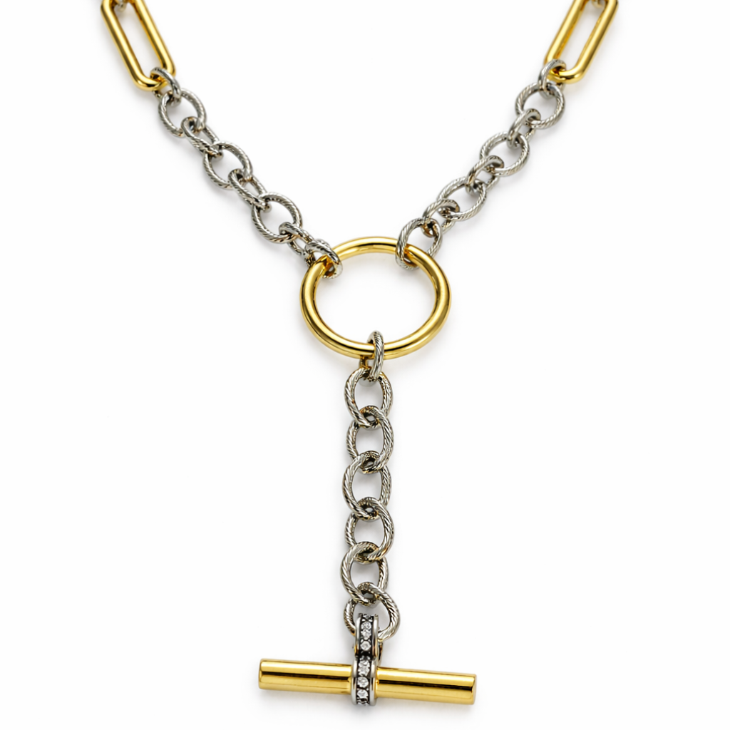 Silver-Tone Junction Toggle Drop Necklace