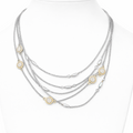 Collar de varias hileras con pavé en tono plateado