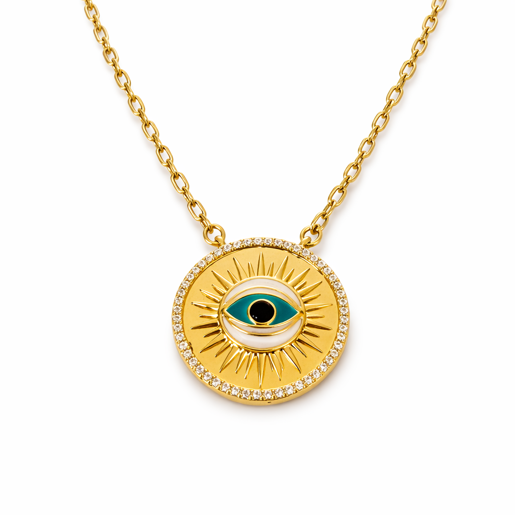Gold Tone Radiance Eye Necklace