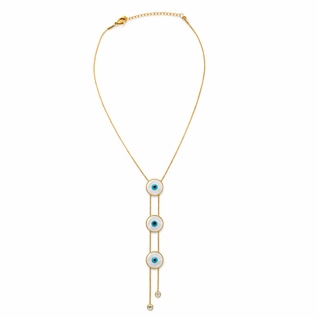 Gold Tone Triple Vision Lariat Necklace