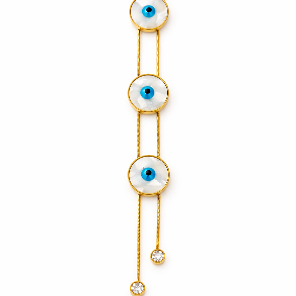 Gold Tone Triple Vision Lariat Necklace