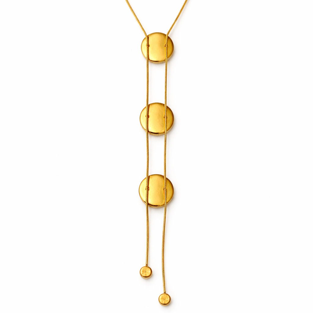 Gold Tone Triple Vision Lariat Necklace