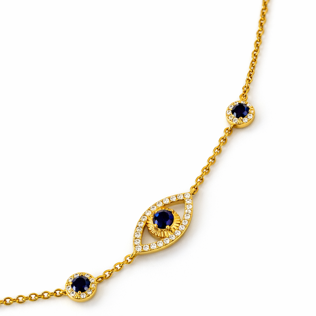 Copper Tone Sapphire Sentinel Necklace
