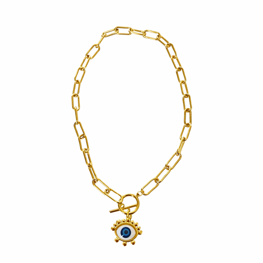 Gold Tone Solar Evil's Sight Necklace