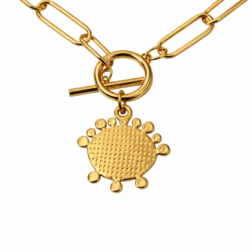 Gold Tone Solar Evil's Sight Necklace
