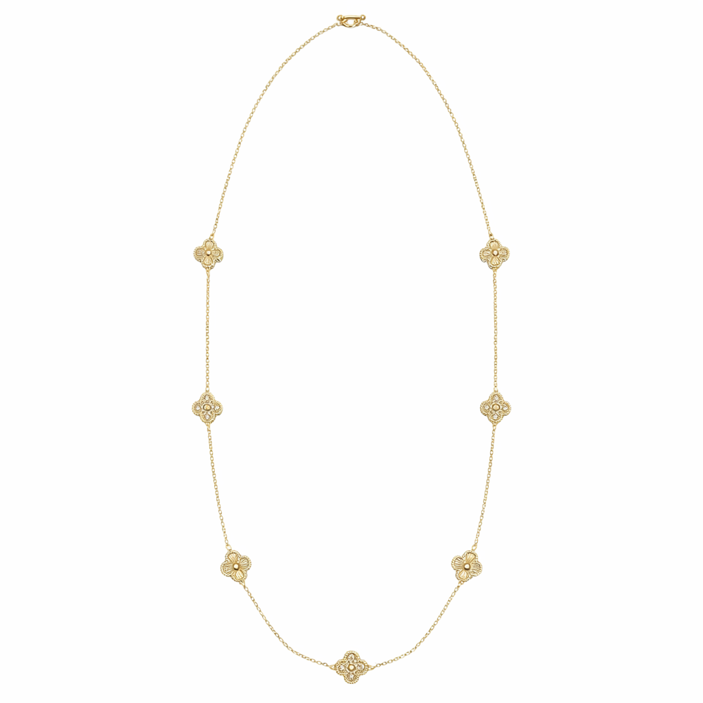 Gold Tone Winter Clover Necklace