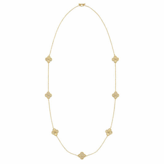 Gold Tone Winter Clover Necklace