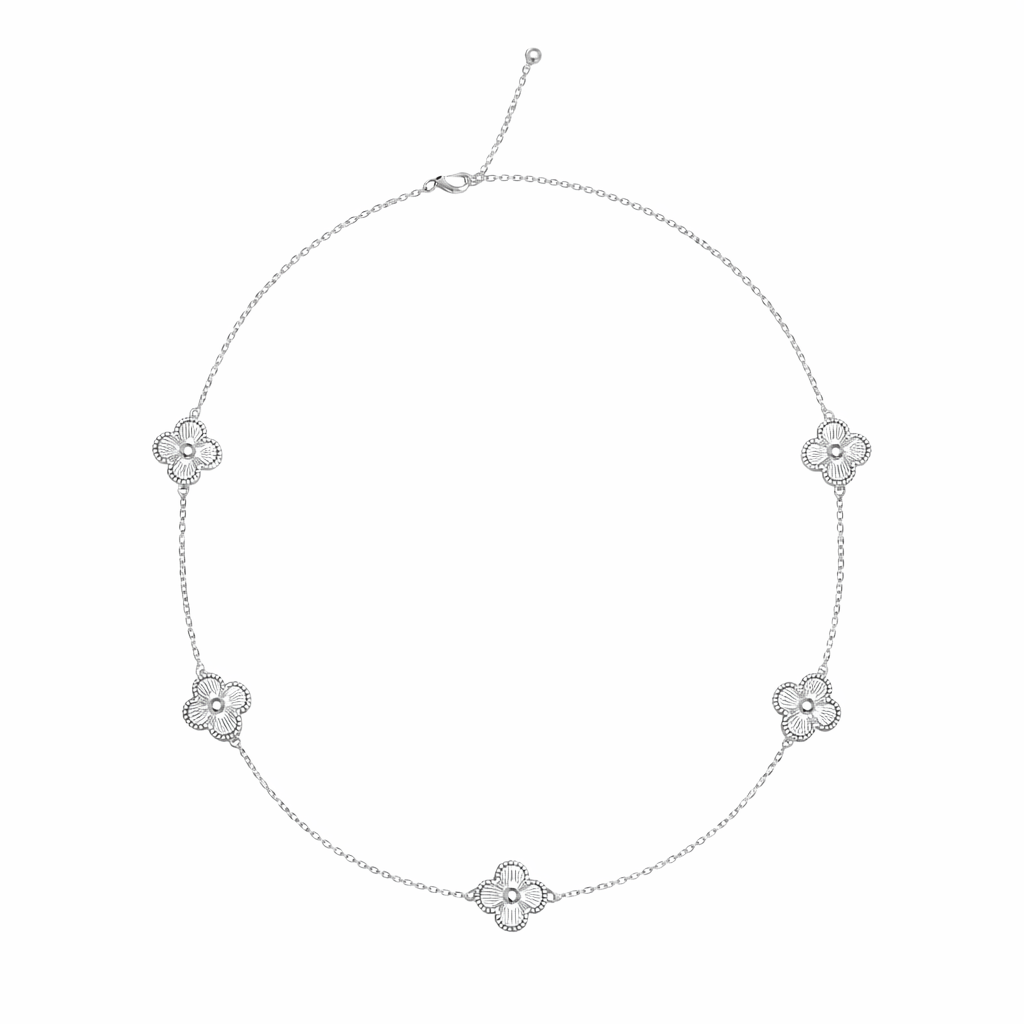 Silver Tone Moonbeam Guilloche Collar