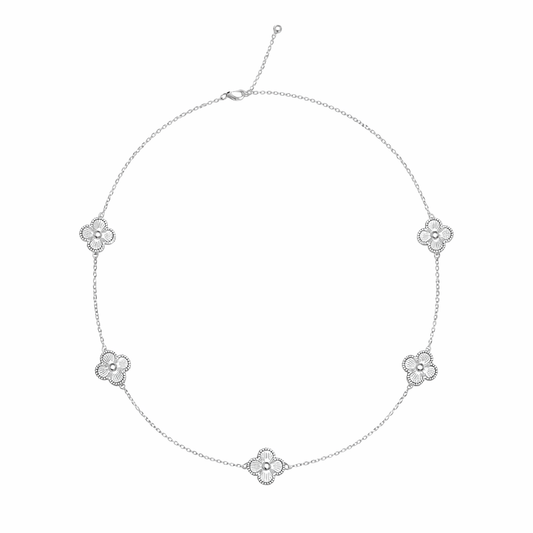 Silver Tone Moonbeam Guilloche Collar
