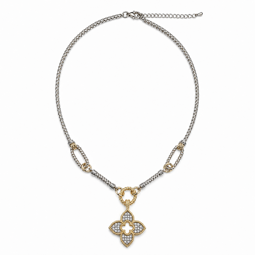 Two-Tone Clover Pendant Necklace