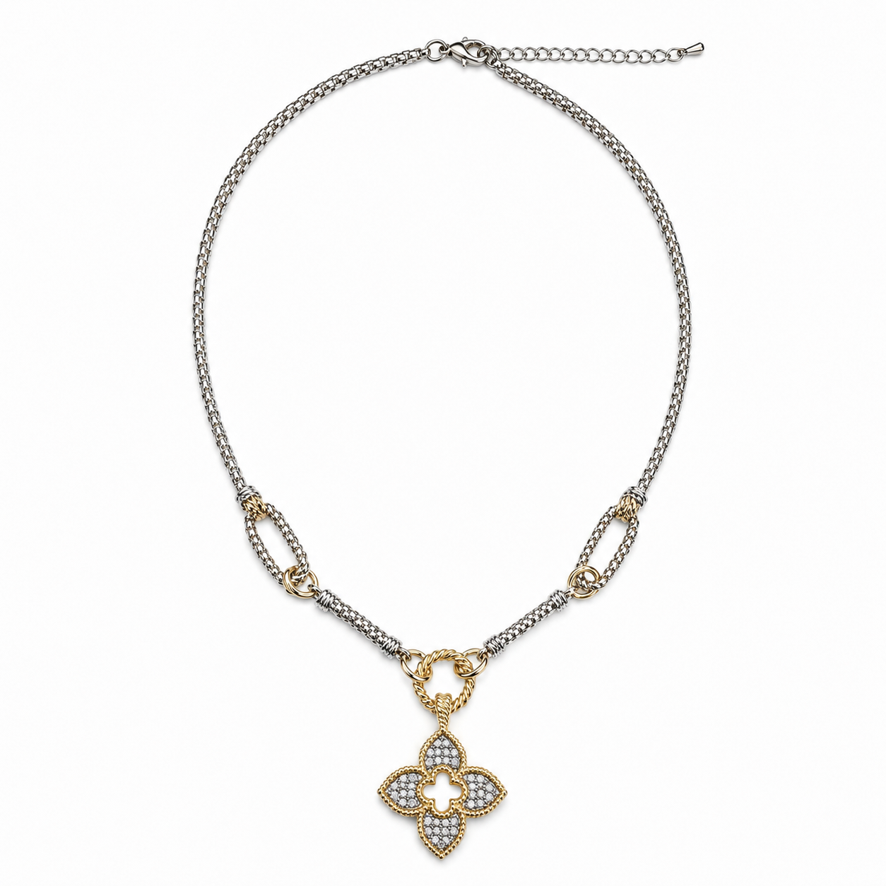 Two-Tone Clover Pendant Necklace