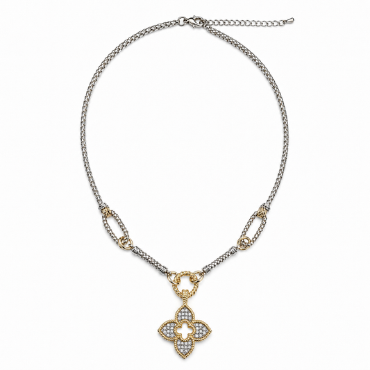 Two-Tone Clover Pendant Necklace