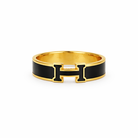 Gold And Black Inspired H Ring