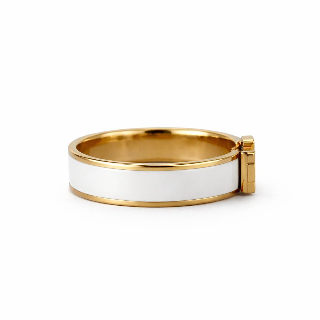 Gold And White Inspired H Ring
