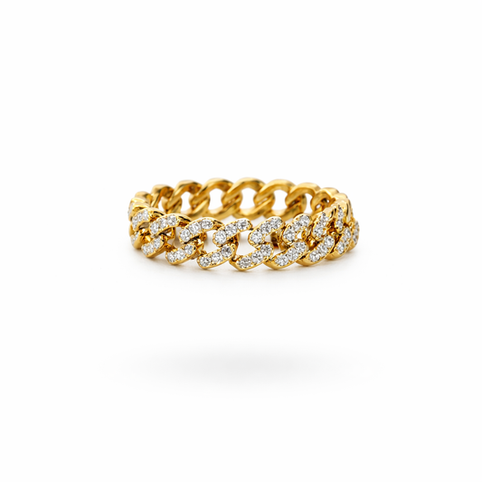 Gold Cuban CZ Ring