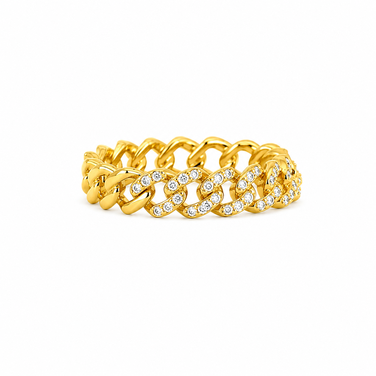 Gold Cuban CZ Ring