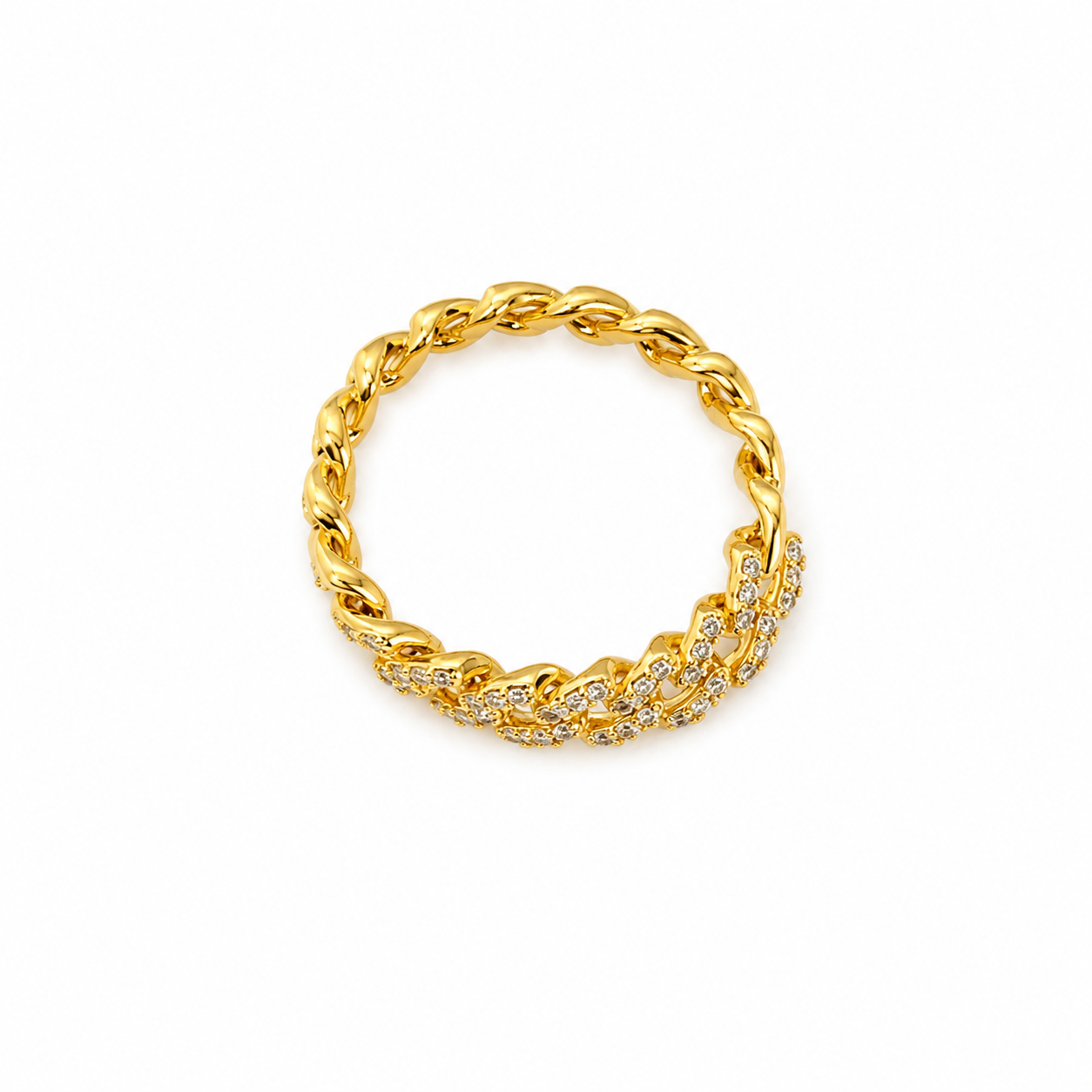 Gold Cuban CZ Ring