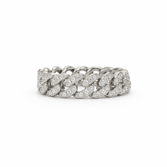 Silver Cuban CZ Ring