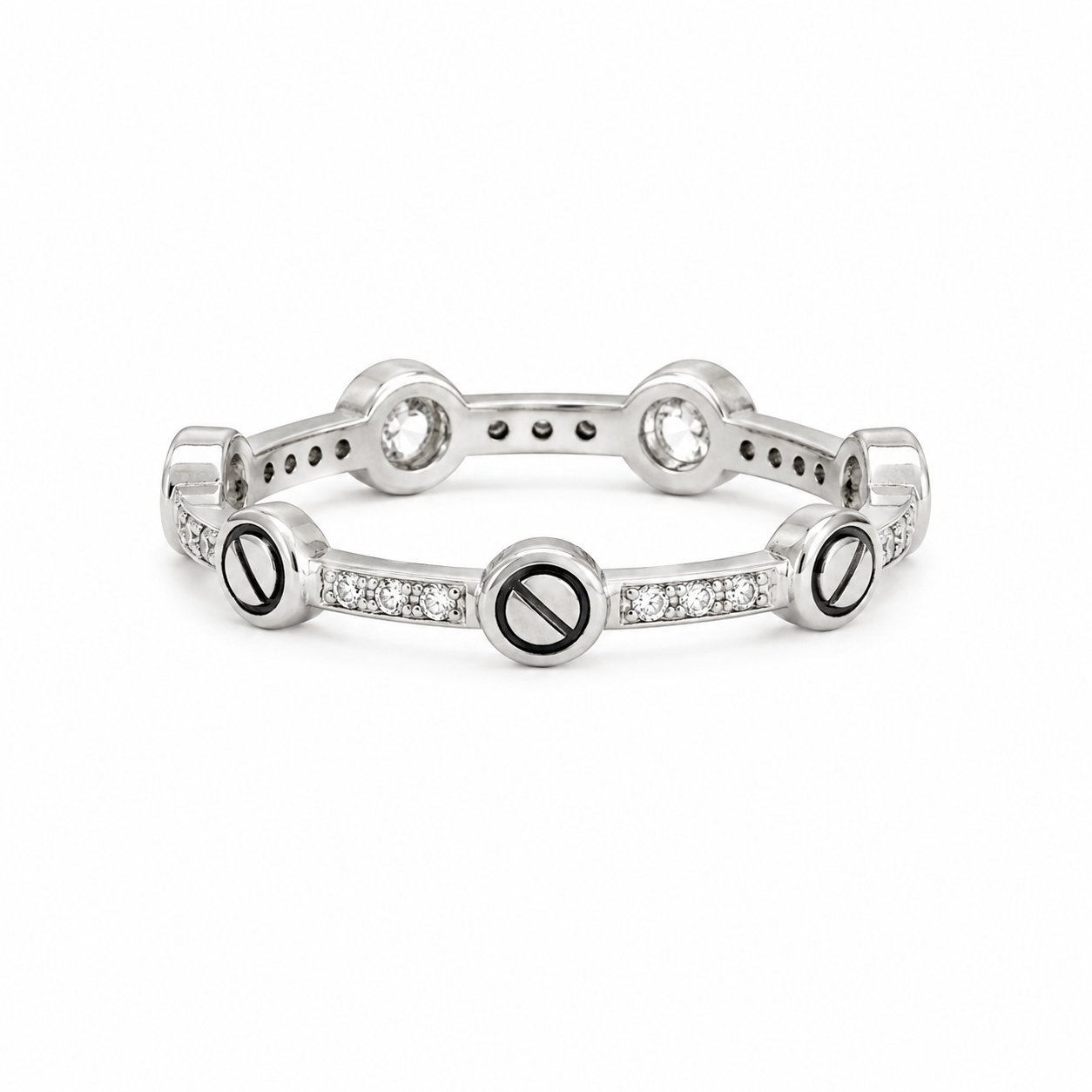 Silver Round CZ Fine Moissanite Ring