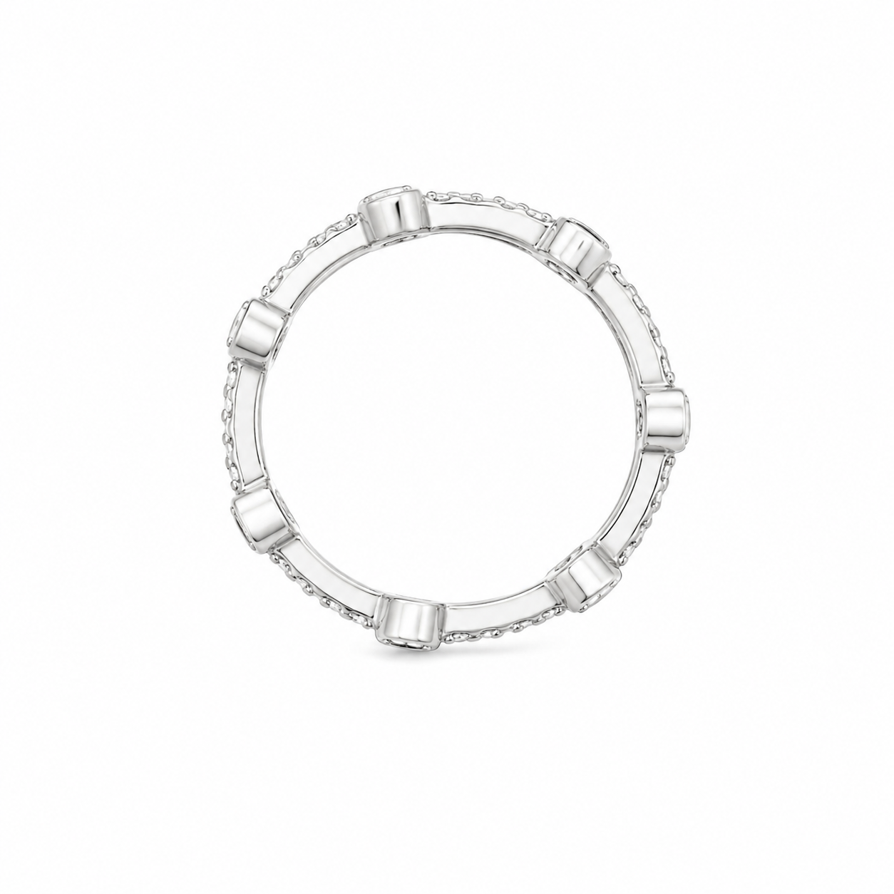 Silver Round CZ Fine Moissanite Ring