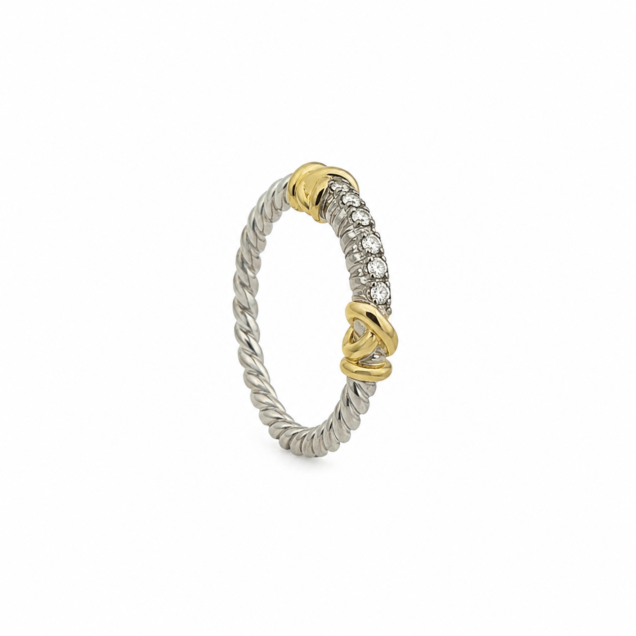 Silver and Gold Pave CZ Ring
