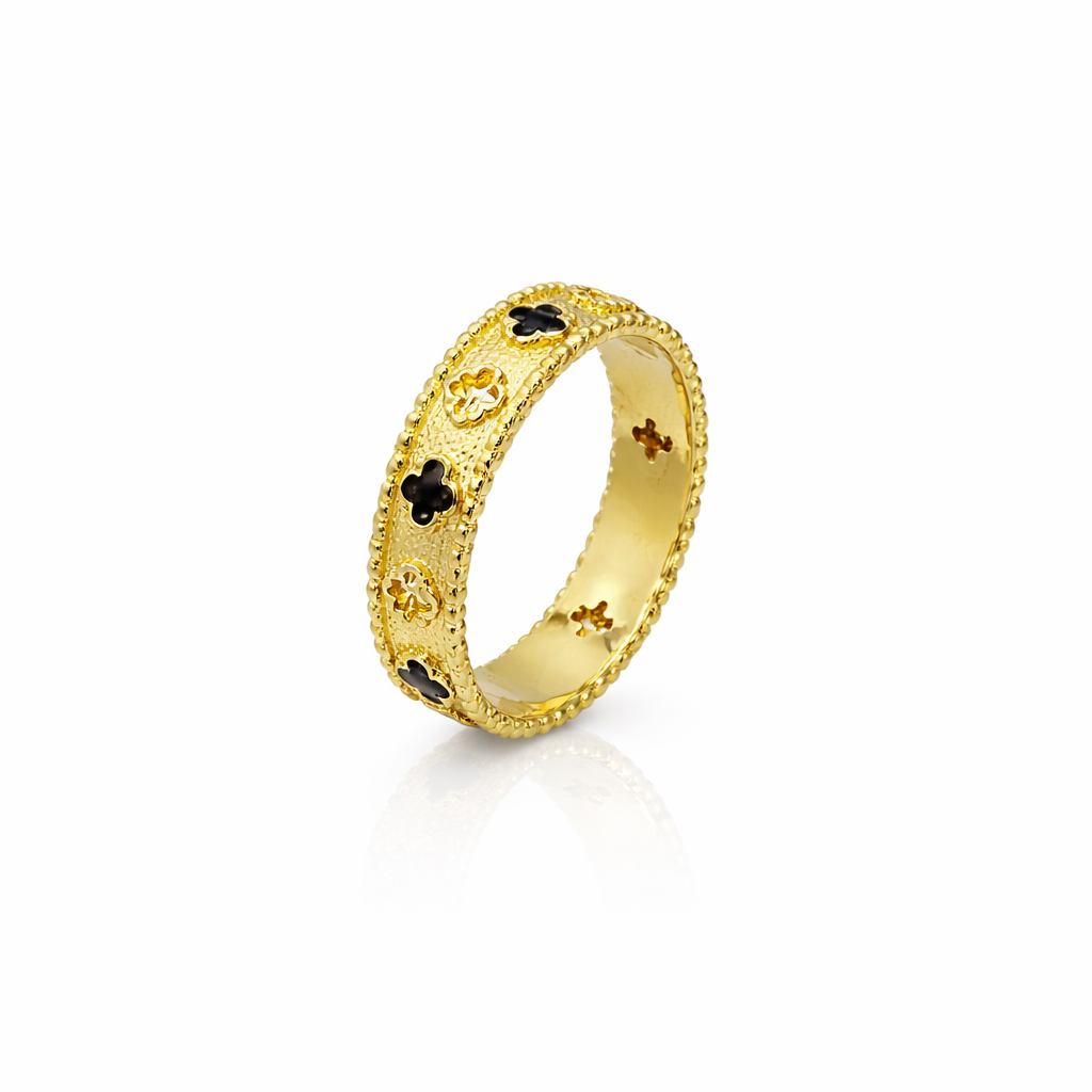 Gold With Black Clover Ring