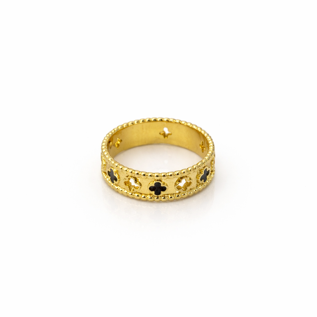 Gold With Black Clover Ring