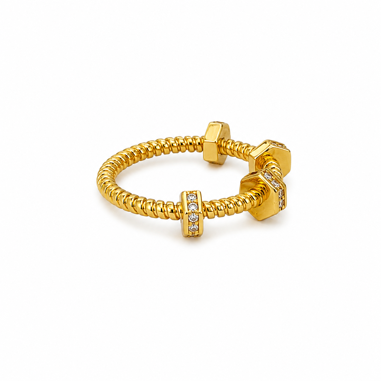 Gold Ecrou CZ Ring
