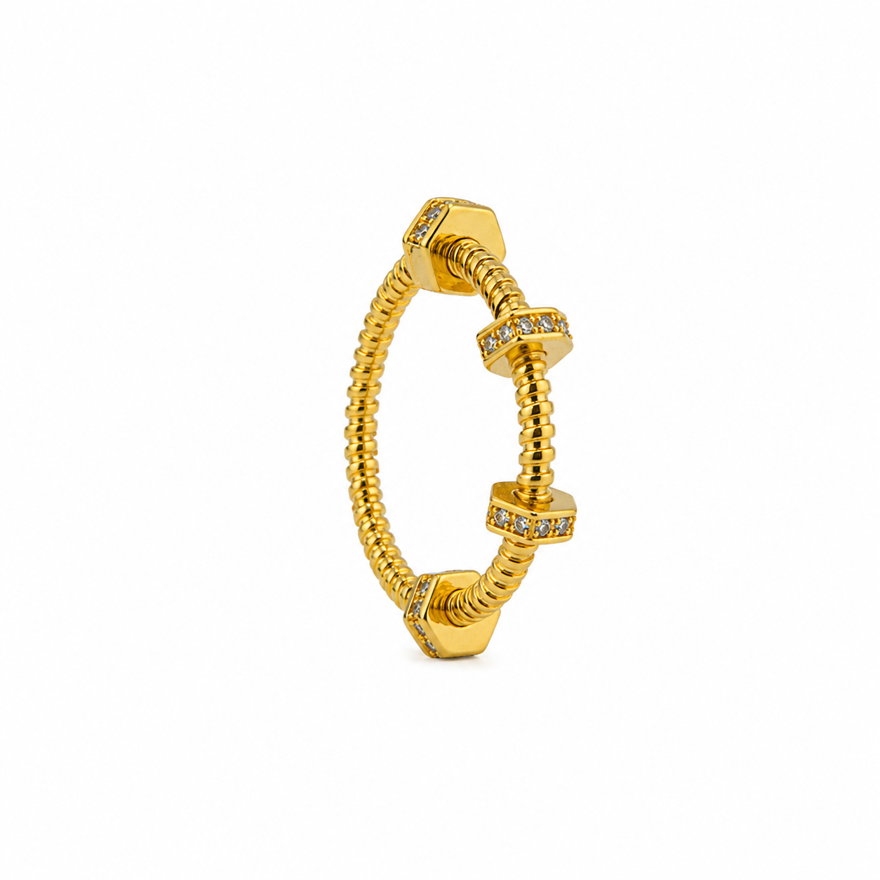 Gold Ecrou CZ Ring