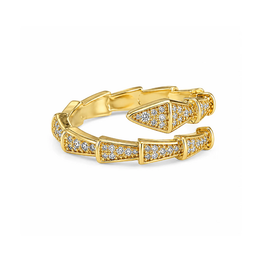 Gold Serpentine CZ Ring