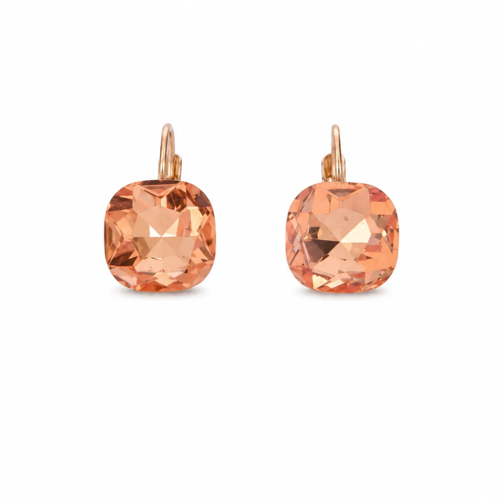Gold Pink Cubic Zirconia Square Cut