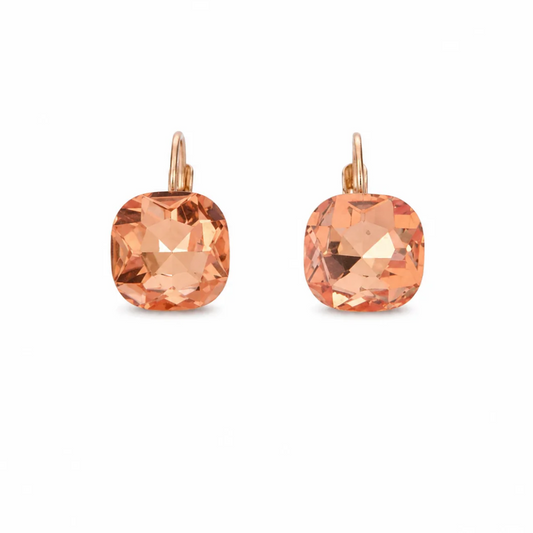 Gold Pink Cubic Zirconia Square Cut