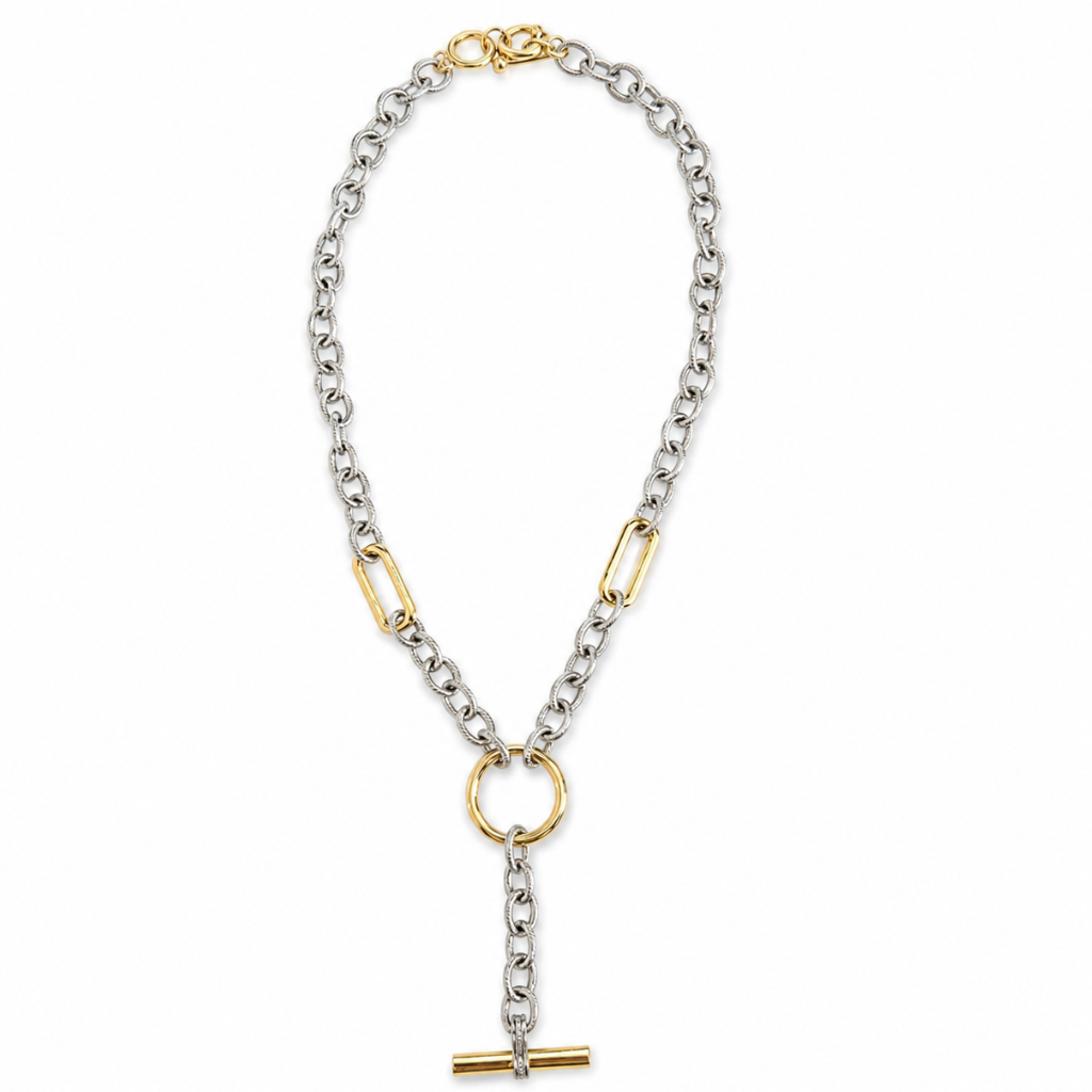 Silver-Tone Junction Toggle Drop Necklace