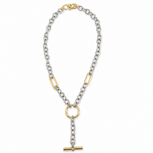Silver-Tone Junction Toggle Drop Necklace