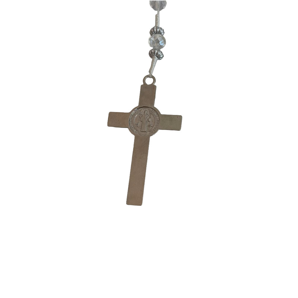 Silver Crystal Bead St. Jude Rosary Necklace