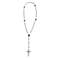 White Crystal Bead St. Jude Rosary Necklace