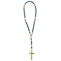 Dark Blue Crystal Bead St. Jude Rosary Necklace