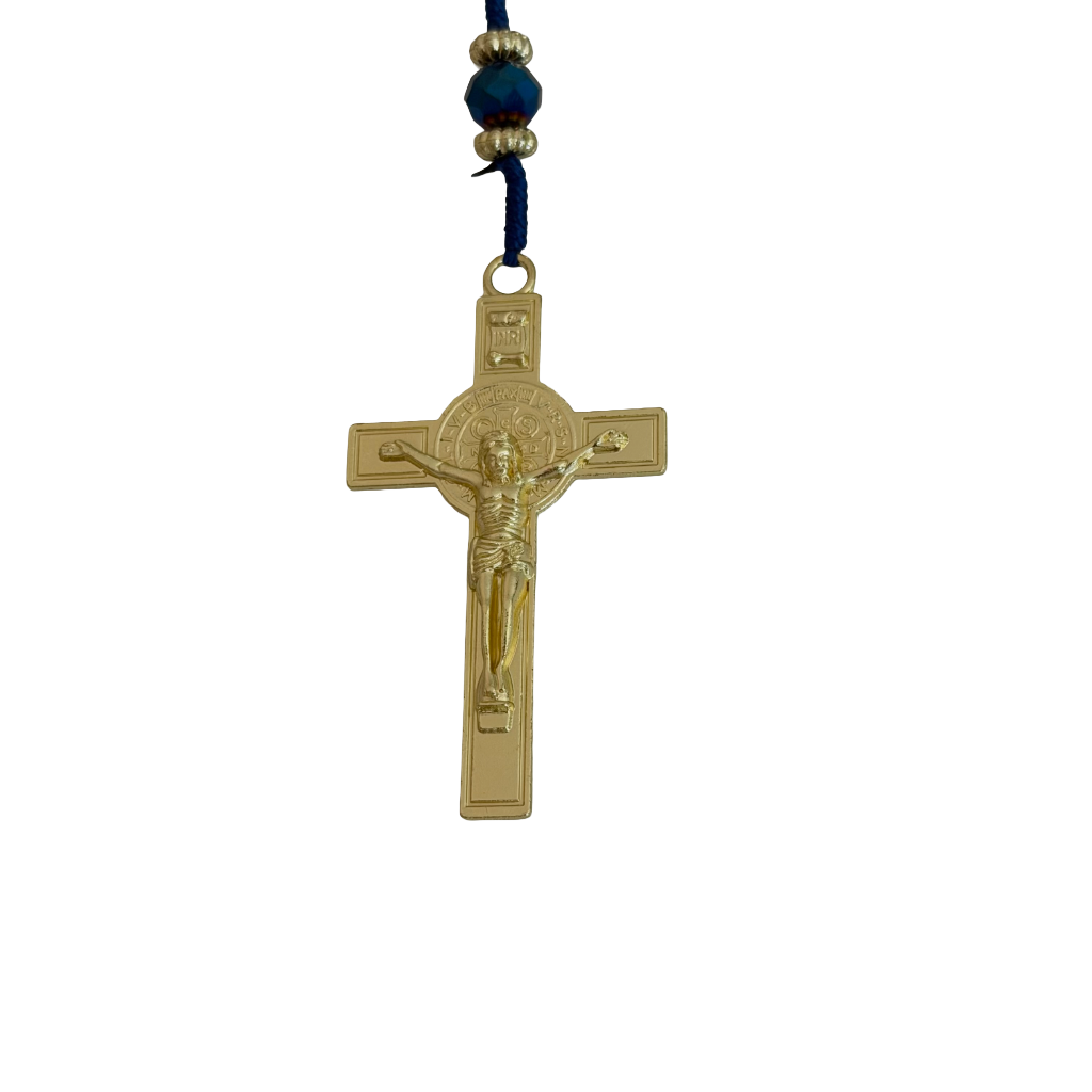 Dark Blue Crystal Bead St. Jude Rosary Necklace
